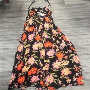 Free People Floral Maxi Dress - Black, Pink, Orange